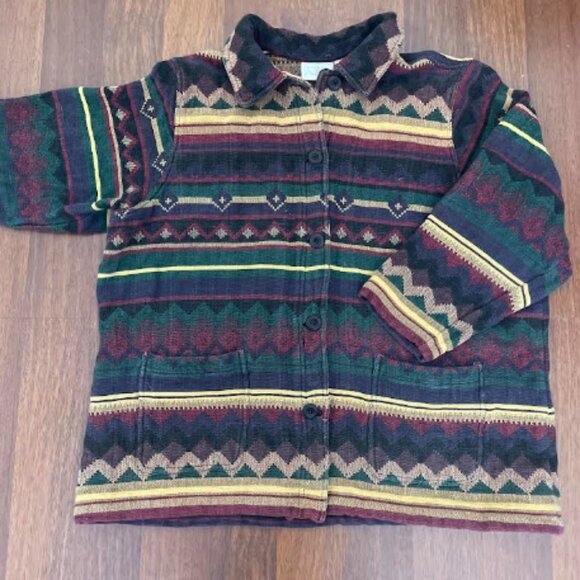 Vintage Susan Bristol Womens Collared Jacket Aztec Pattern Button Front Size 3W - Picture 1 of 2